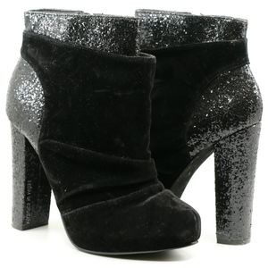 MICHAEL ANTONIO BLACK VELVET GLITTER BOOTIE